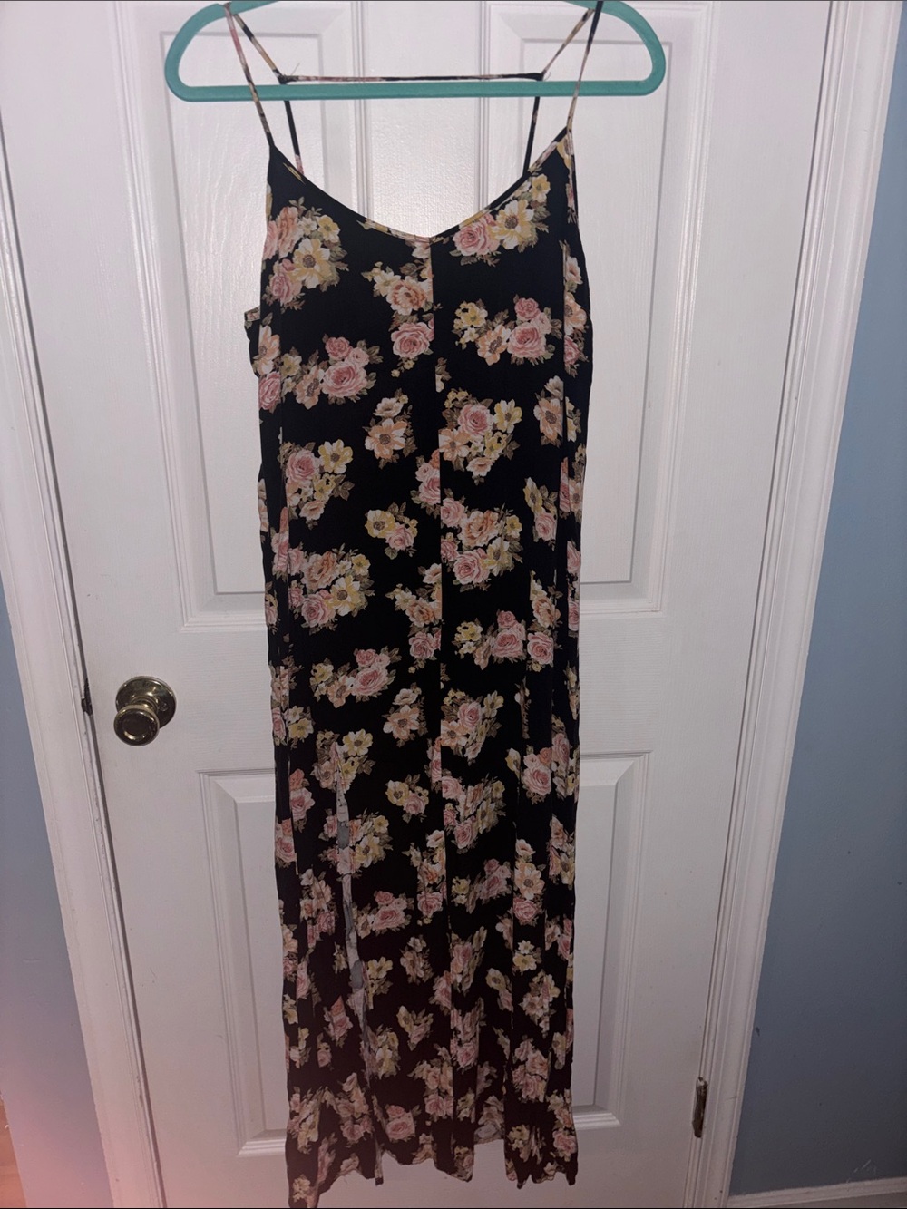 Never Worn Forever 21 Black Floral Maxi Dress with Pink & Yellow Roses